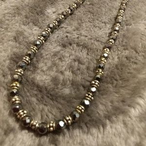 Hematite and silver beaded necklace